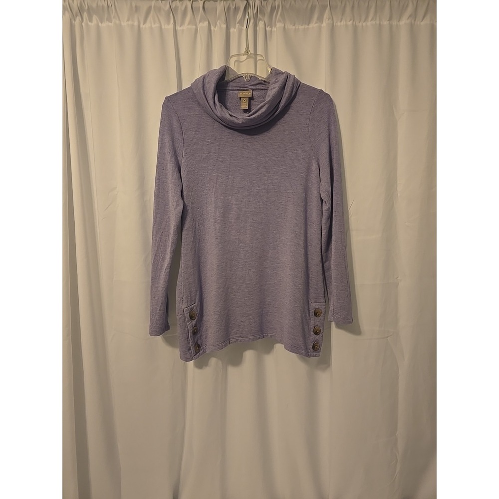 Chicos Women's Purple Heather Cowl Neck Long Sleeve Top Soft Comfy Size 0